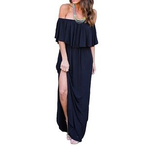 Ruffle off the shoulder maxi dress